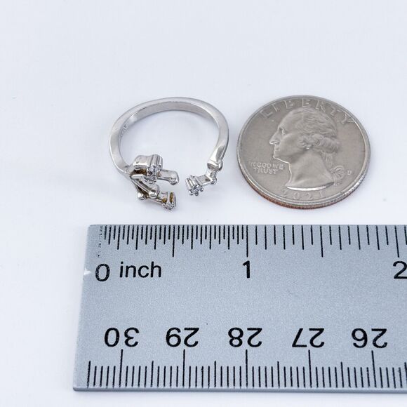 Vintage Sterling Silver Cubic Zirconia Pisces Constellation Zodiac Ring Size 8 - Picture 8 of 8